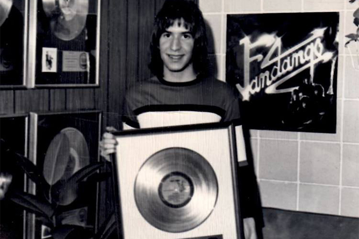 Teenage Larry recording with RCA group Fandango in Los Angeles. Gold album award is for Carly Simon, not Fandango.