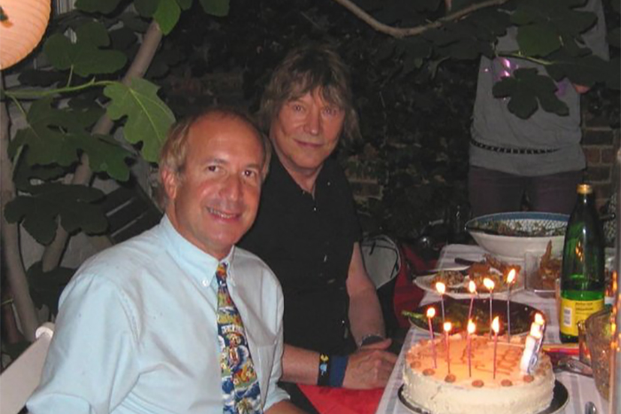 Larry & James Rado, co-author and original cast of the musical HAIR. Larry's birthday party hosted by Susan Malick in New York.