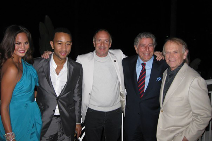 Chrissy Teigen, John Legend, Larry, Tony Bennett, Al Jardine at the Sony Records Grammys after party. The Beverly Hills Hotel, Los Angeles.