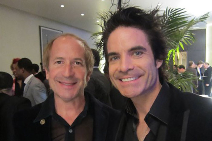 Larry & Patrick Monahan of Train at EMI Grammy party. Hollywood, California.